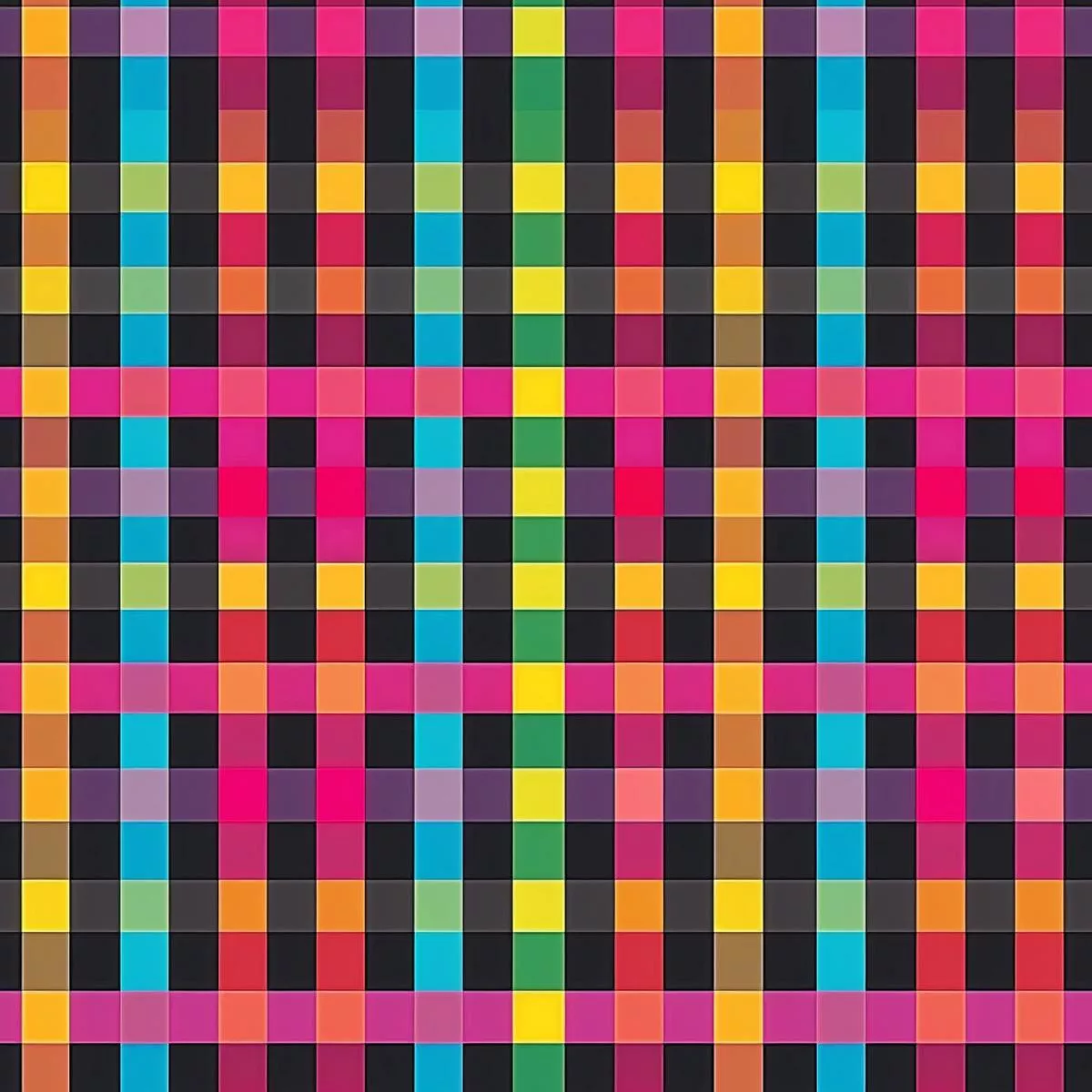 Neon Gingham Pattern 15 Quilting Cotton Fabric