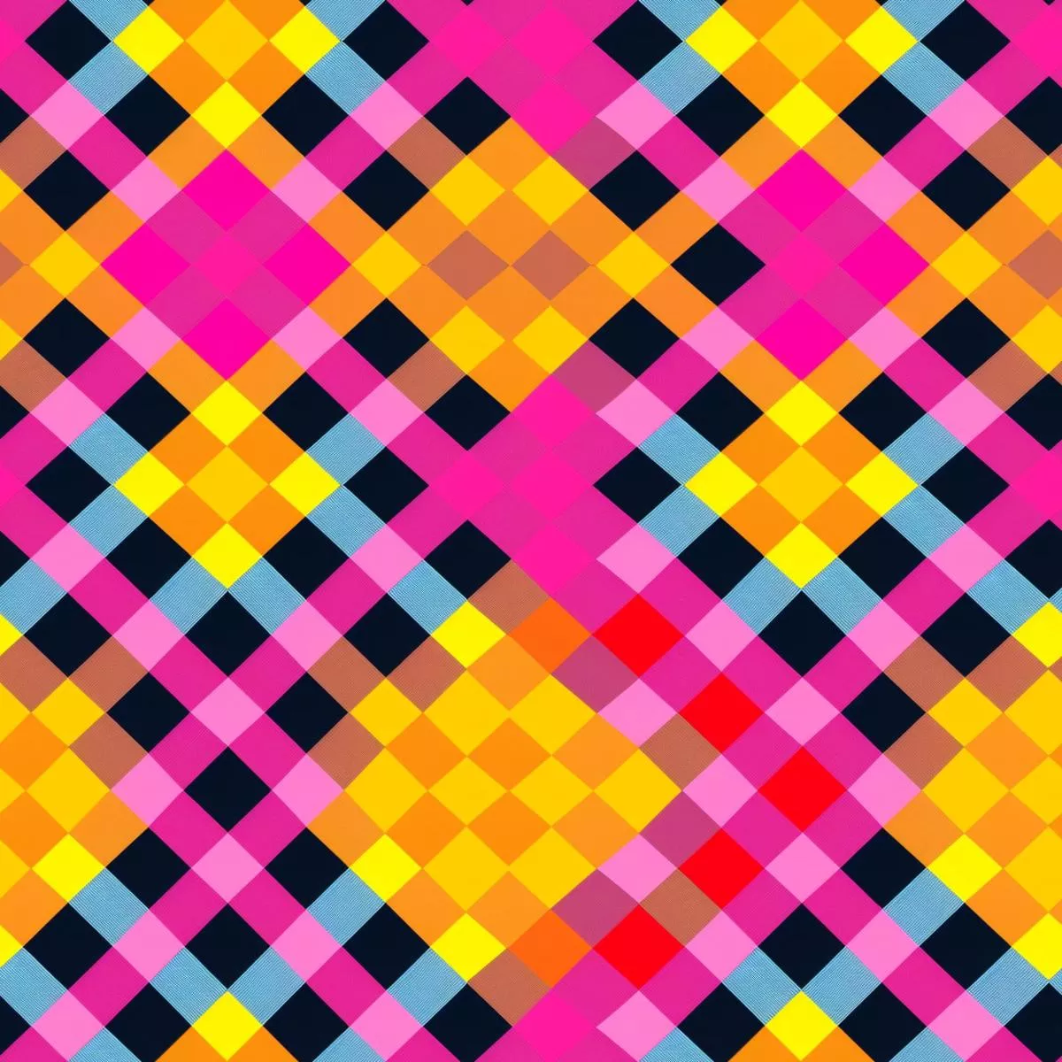 Neon Gingham Pattern 16 Quilting Cotton Fabric