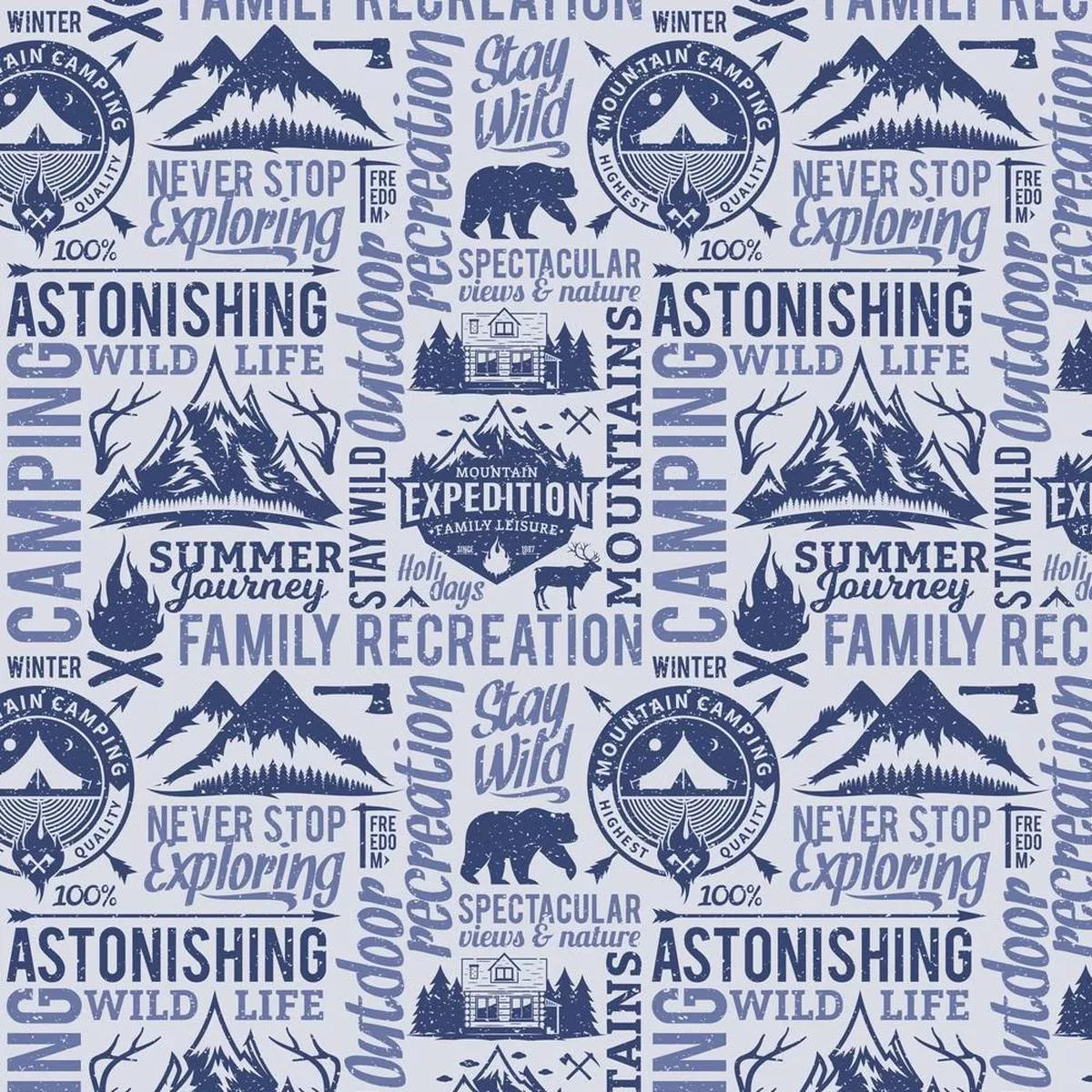 Never Stop Exploring Fabric – Blue