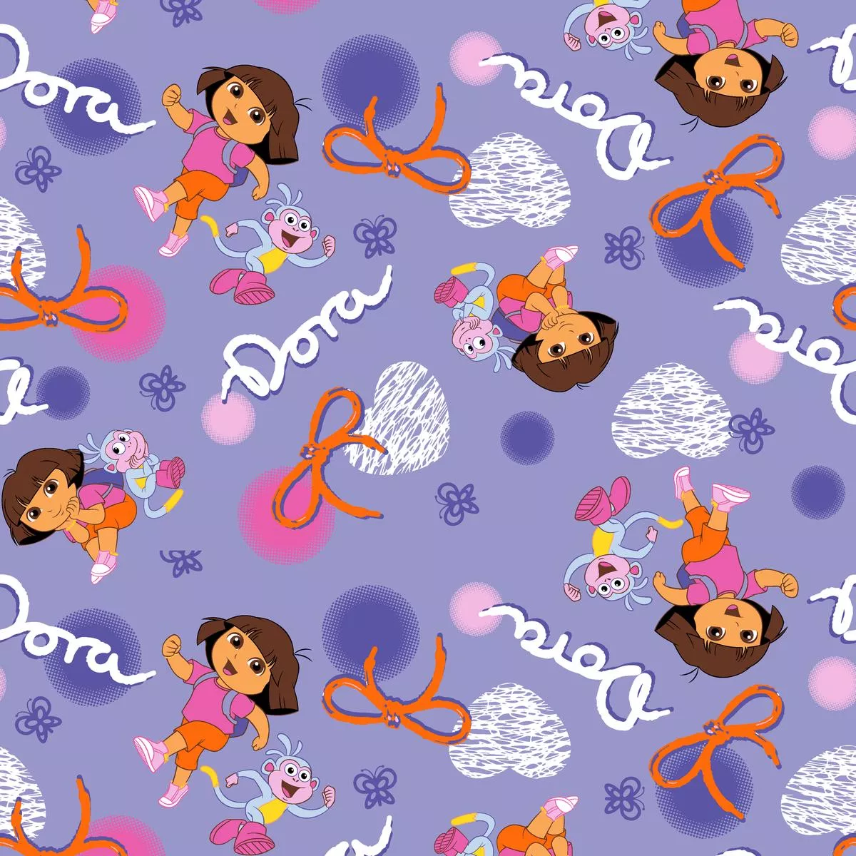 Nickelodeon Dora the Explorer Boots and Bows Fabric
