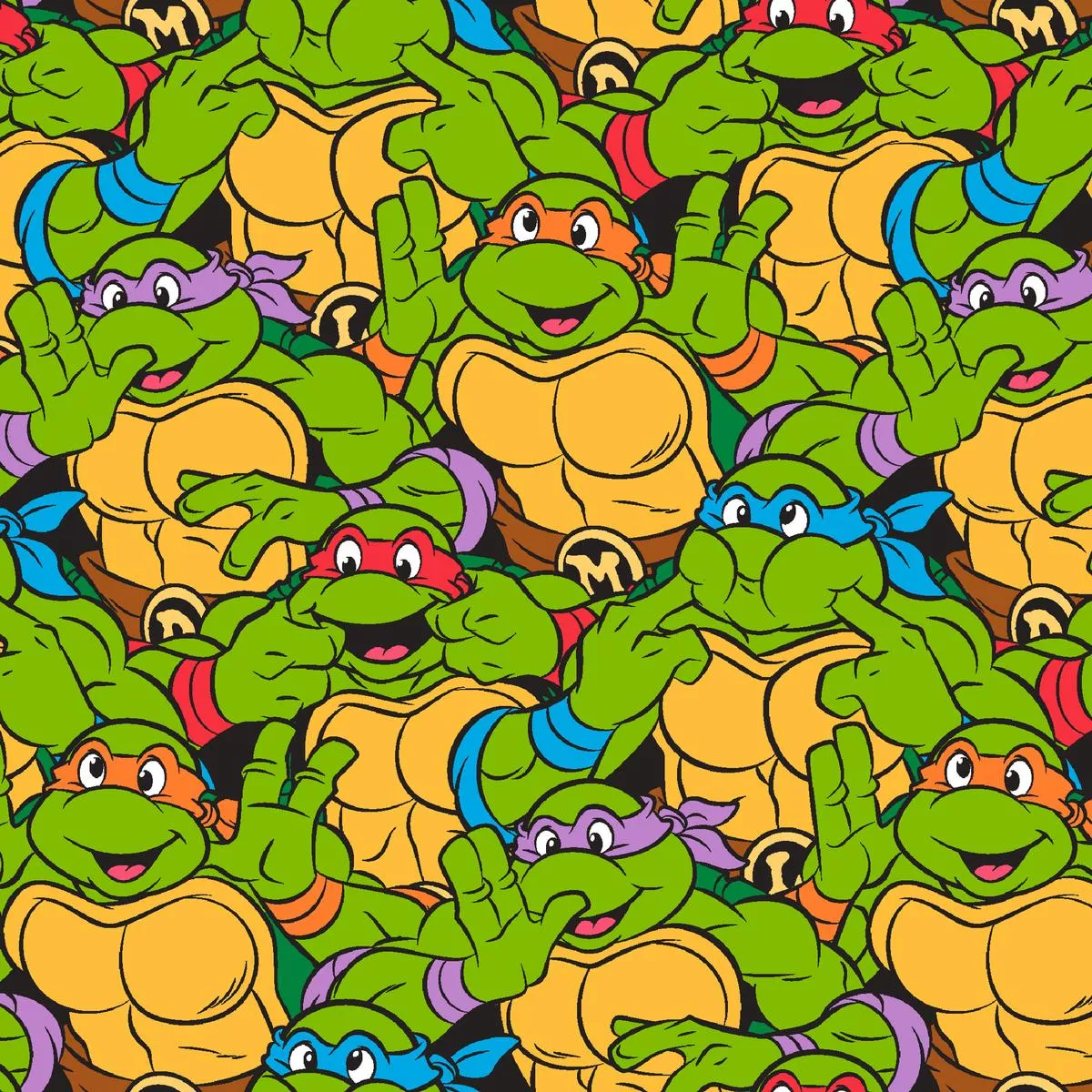 nickelodeon-tmnt-character-collage-fabric Nickelodeon TMNT Character Collage Fabric