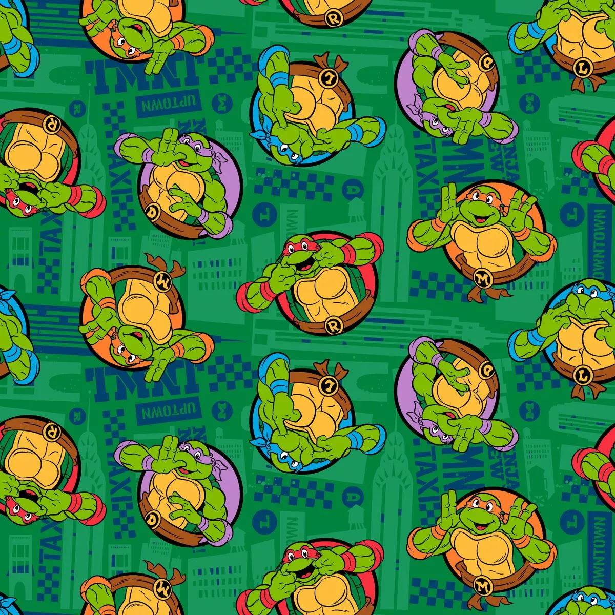nickelodeon-tmnt-green-checkered-fabric Nickelodeon TMNT Green Checkered Fabric