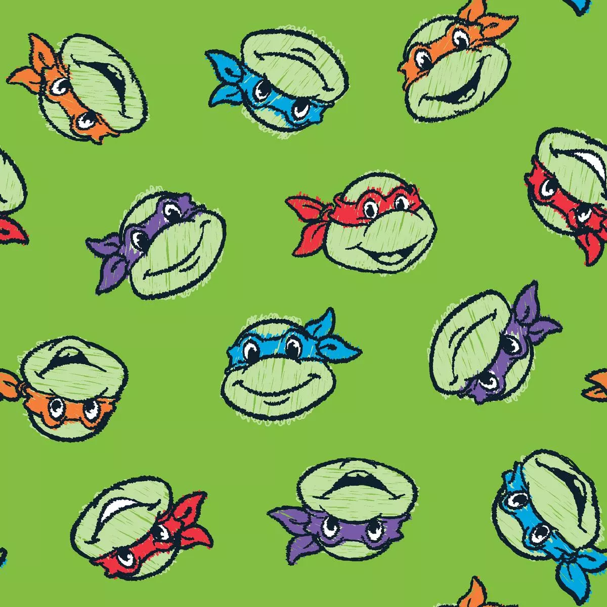 nickelodeon-tmnt-green-heads-fabric Nickelodeon TMNT Green Heads Fabric