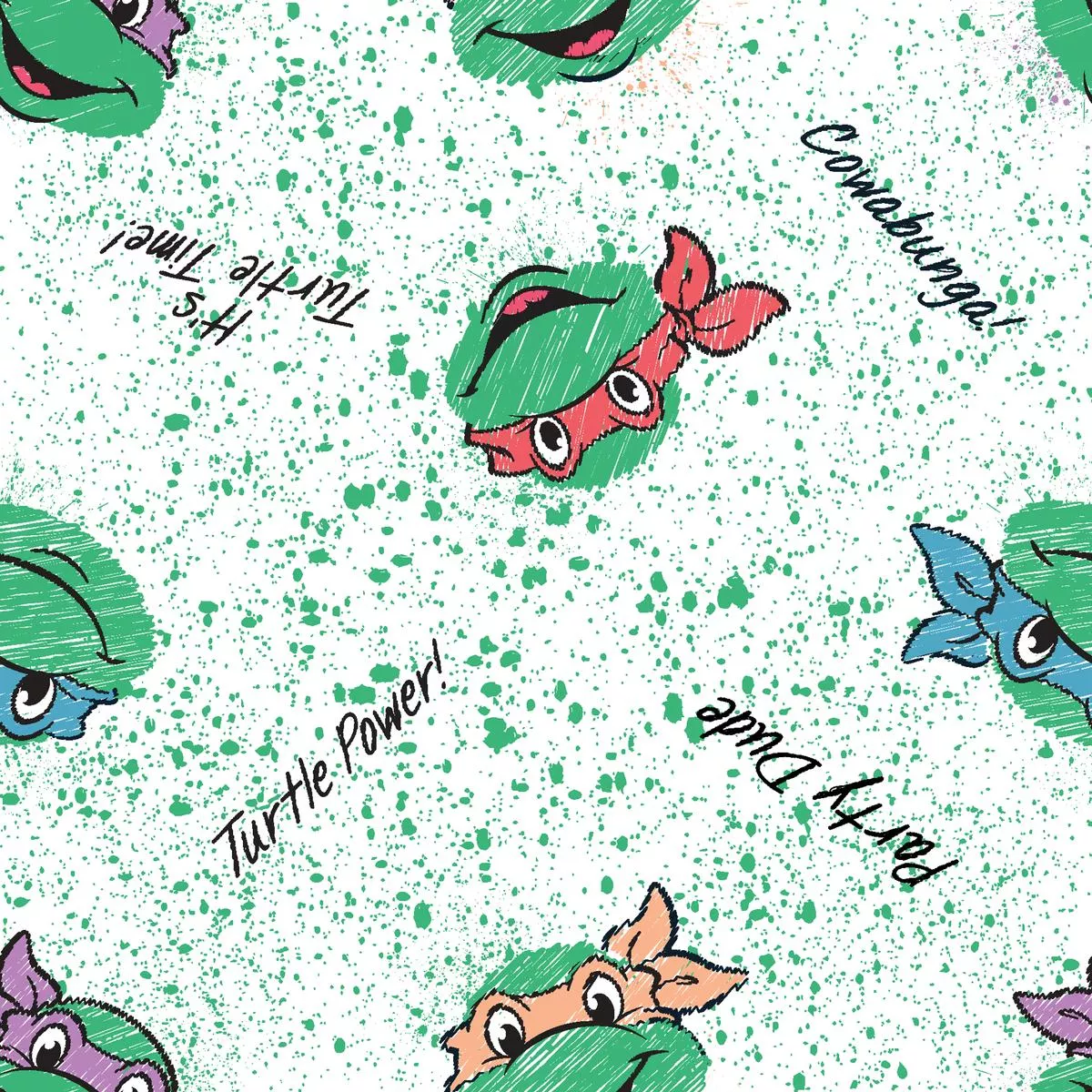 nickelodeon-tmnt-green-splatter-fabric Nickelodeon TMNT Green Splatter Fabric