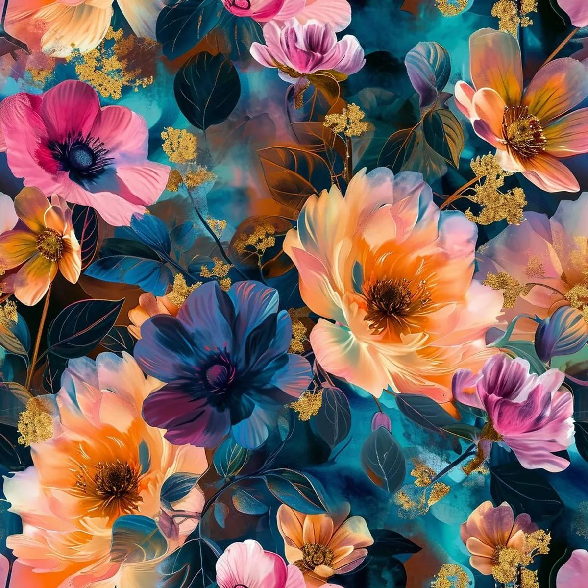 nightlife-abstract-floral-pattern-15-fabric Nightlife Abstract Floral Pattern #15 Fabric