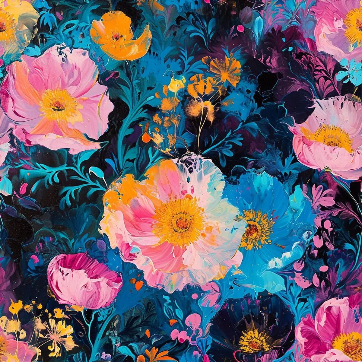 Nightlife Abstract Floral Pattern #8 Fabric
