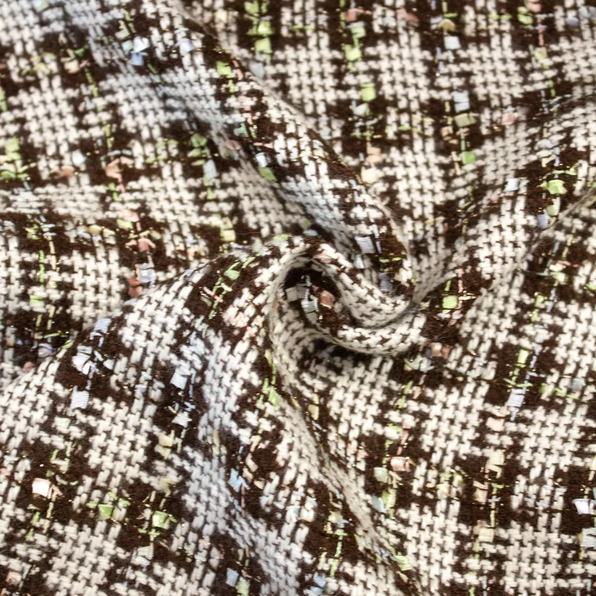 noor-brown-check-wool-blend-tweed-fabric Noor Brown Check Wool Blend Tweed Fabric