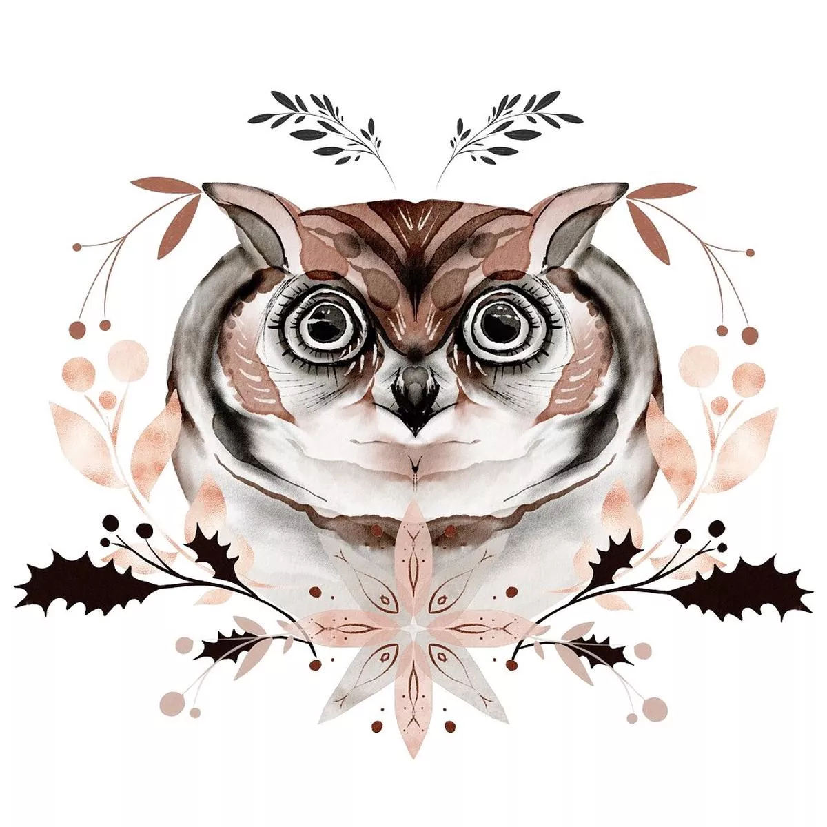 northern-woods-owl-scene-1-fabric-panel Northern Woods Owl Scene #1 Fabric Panel