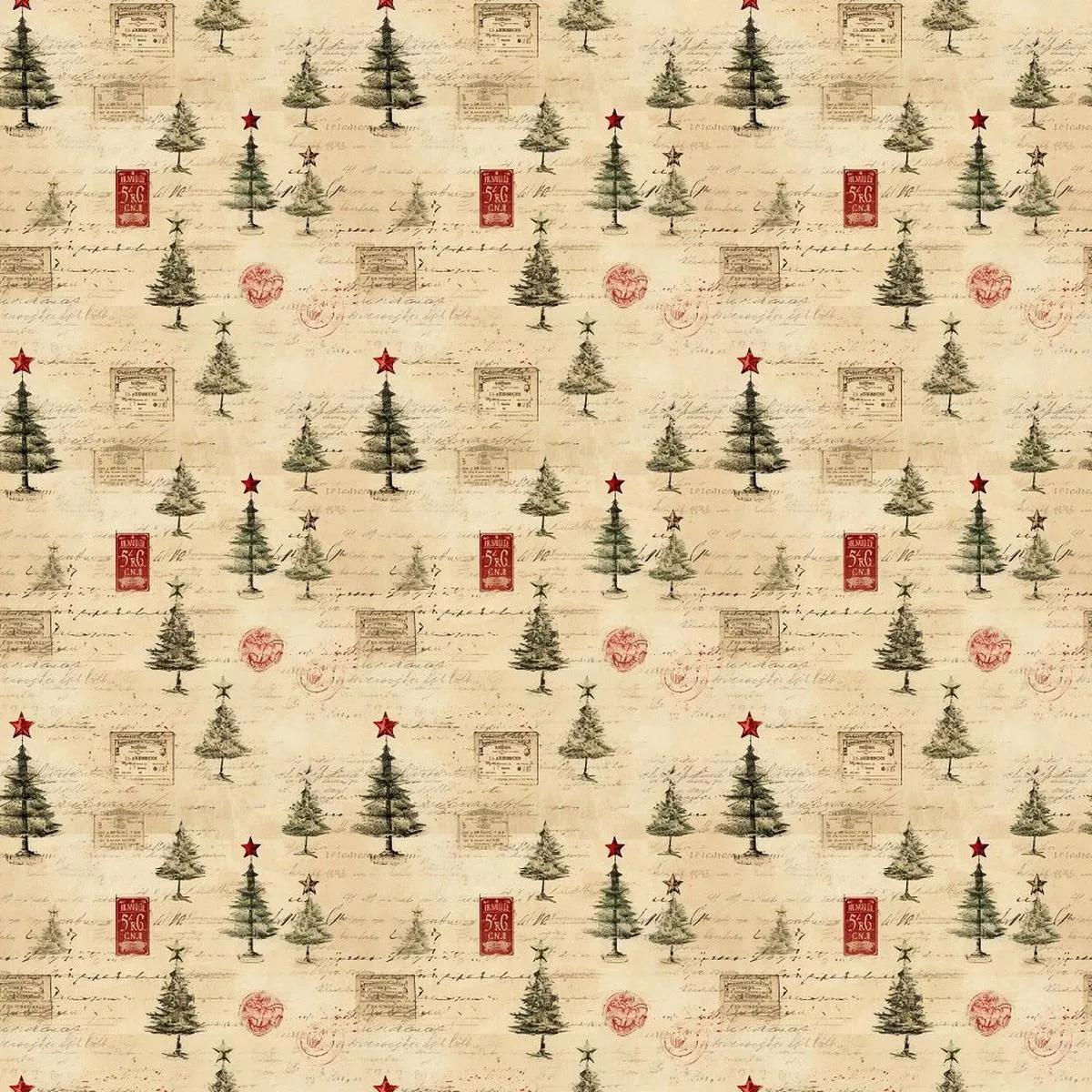 Old Christmas Newspaper Fabric