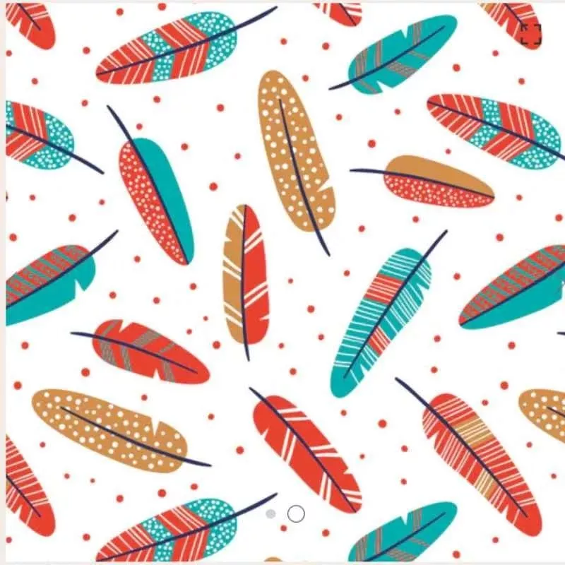 orange-teal-feathers-flannel-on-white Orange and Teal Feathers FLANNEL on White
