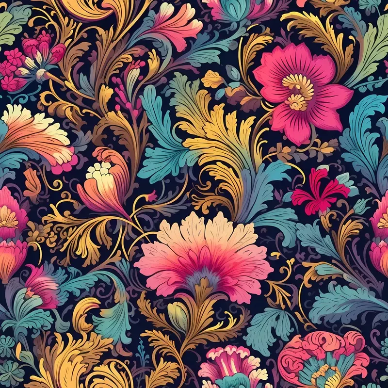 Ornate Renaissance Floral Pattern #12 Fabric