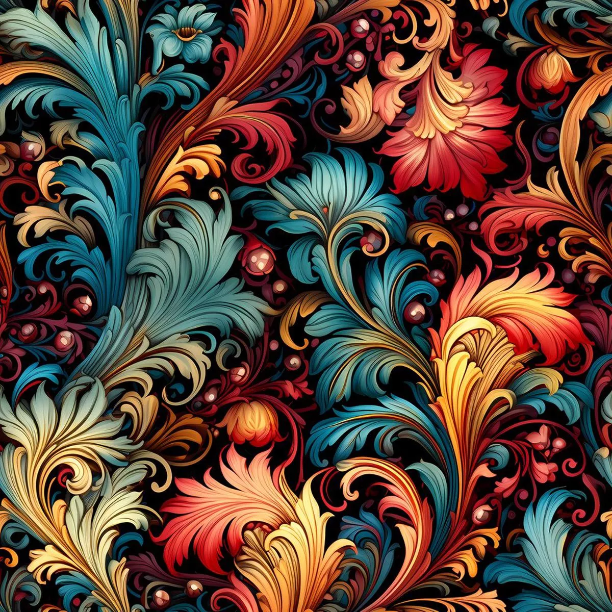 ornate-renaissance-floral-pattern-13-fabric Ornate Renaissance Floral Pattern #13 Fabric