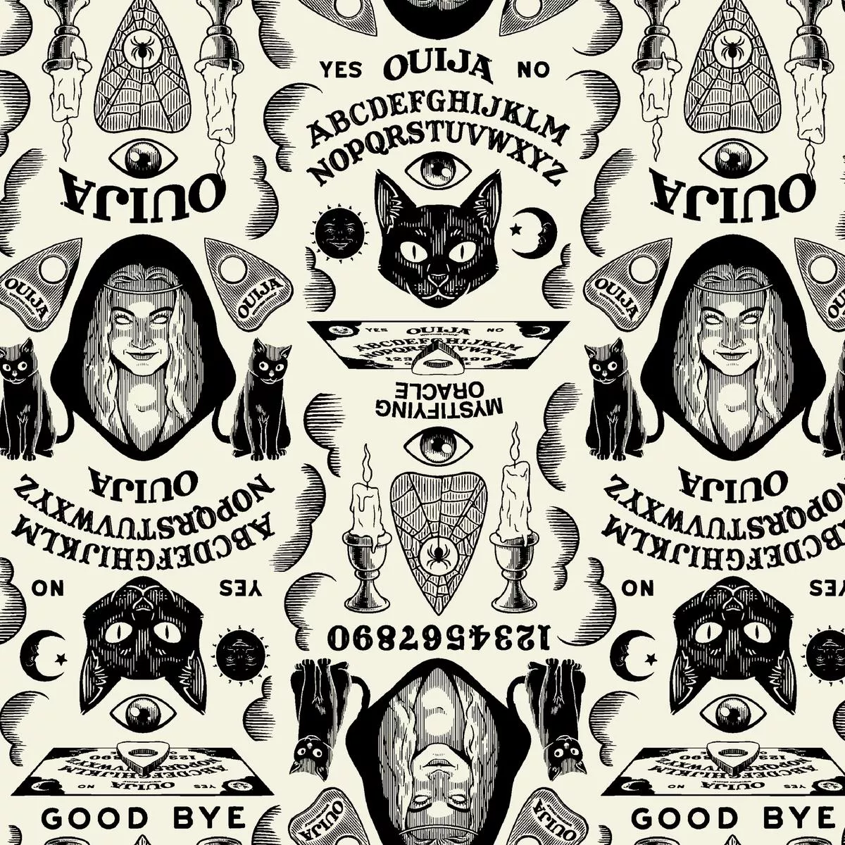 ouija-mystical-board-on-ivory-fabric Ouija Mystical Board on Ivory Fabric