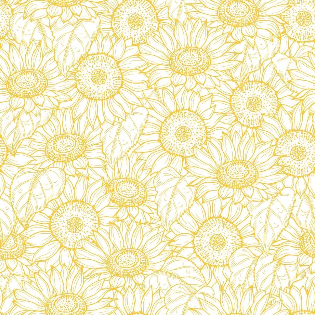 outlined-sunflower-fabric-yellow Outlined Sunflower Fabric – Yellow