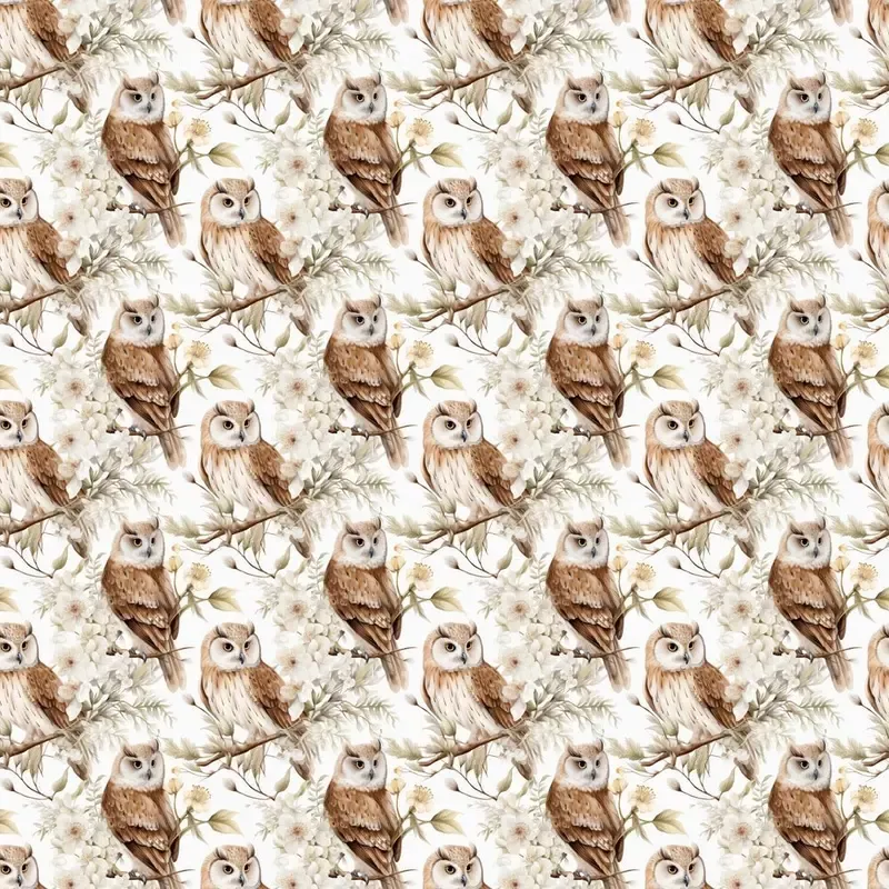 Owls Among Floral Fabric