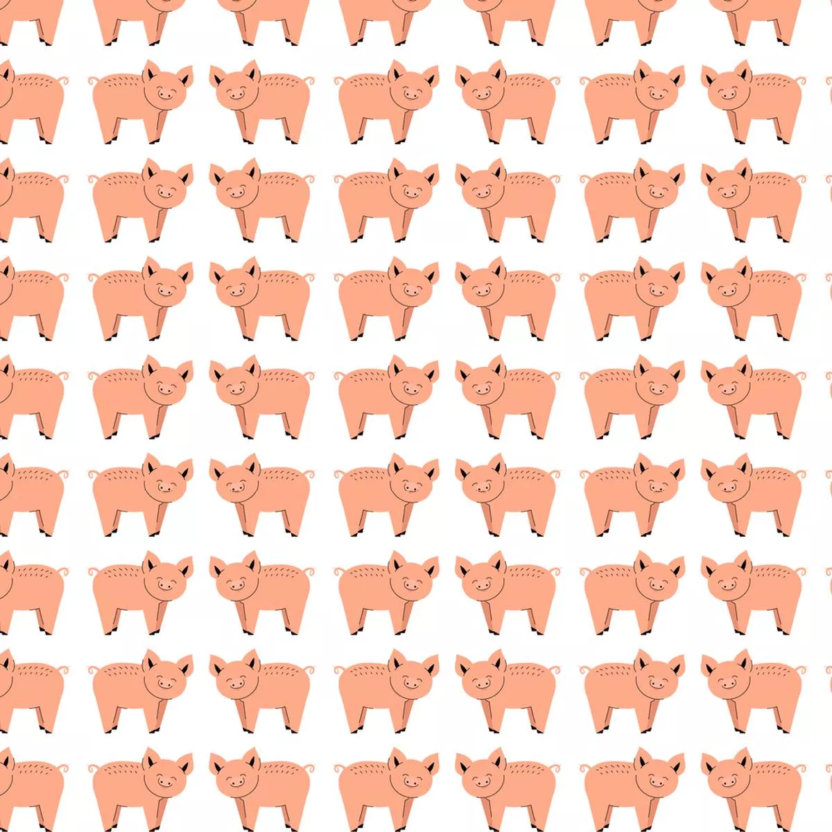 packed-cartoon-pig-fabric-white Packed Cartoon Pig Fabric – White