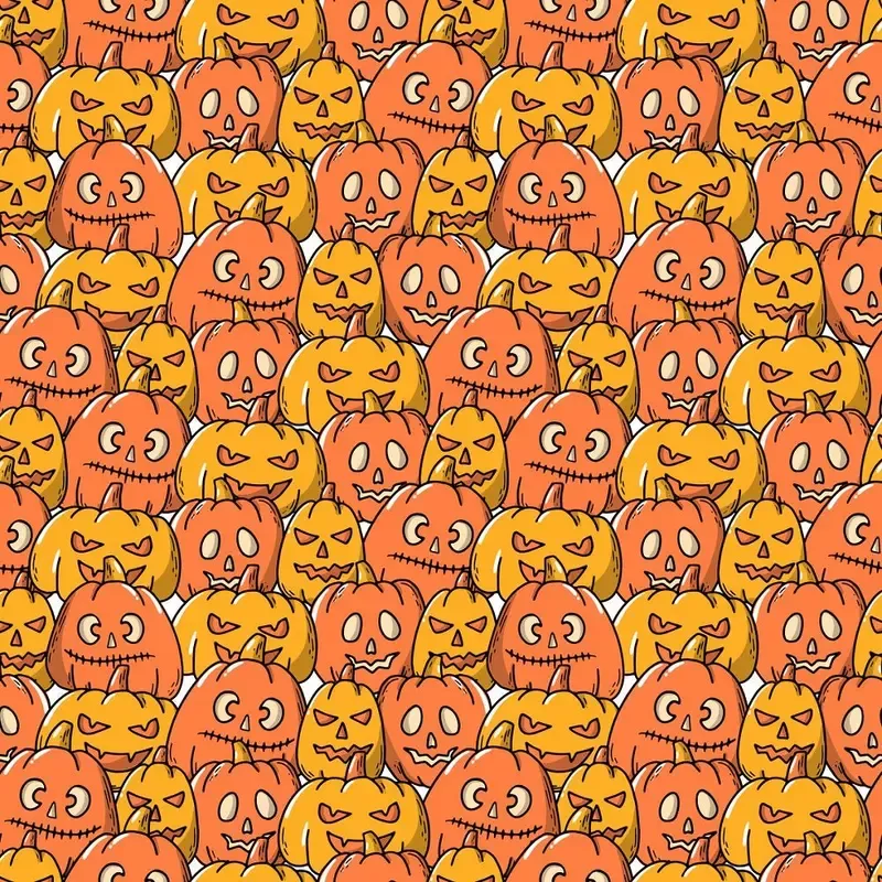 packed-halloween-carved-pumpkins-fabric-orange Packed Halloween Carved Pumpkins Fabric – Orange