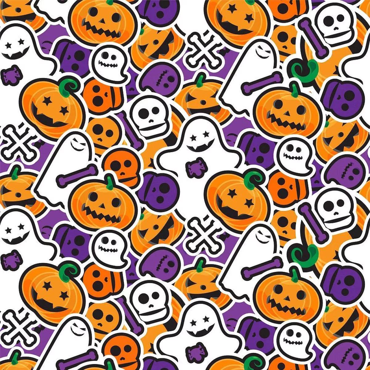 Packed Halloween Elements Fabric