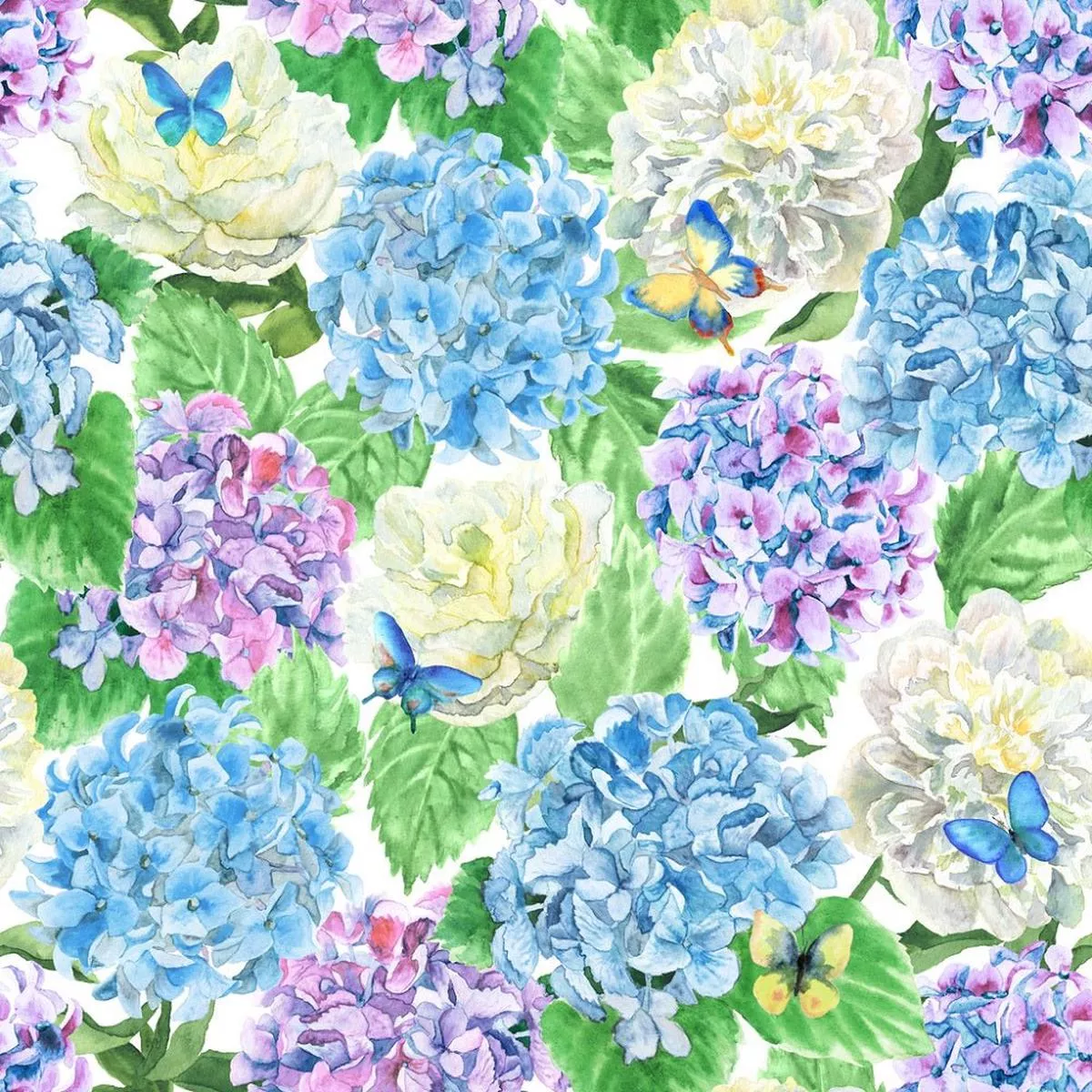 packed-hydrangea-peonies-floral-fabric Packed Hydrangea and Peonies Floral Fabric