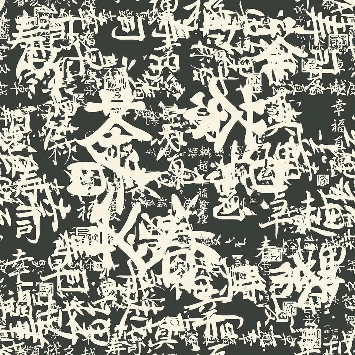 Packed Japanese Writings Fabric