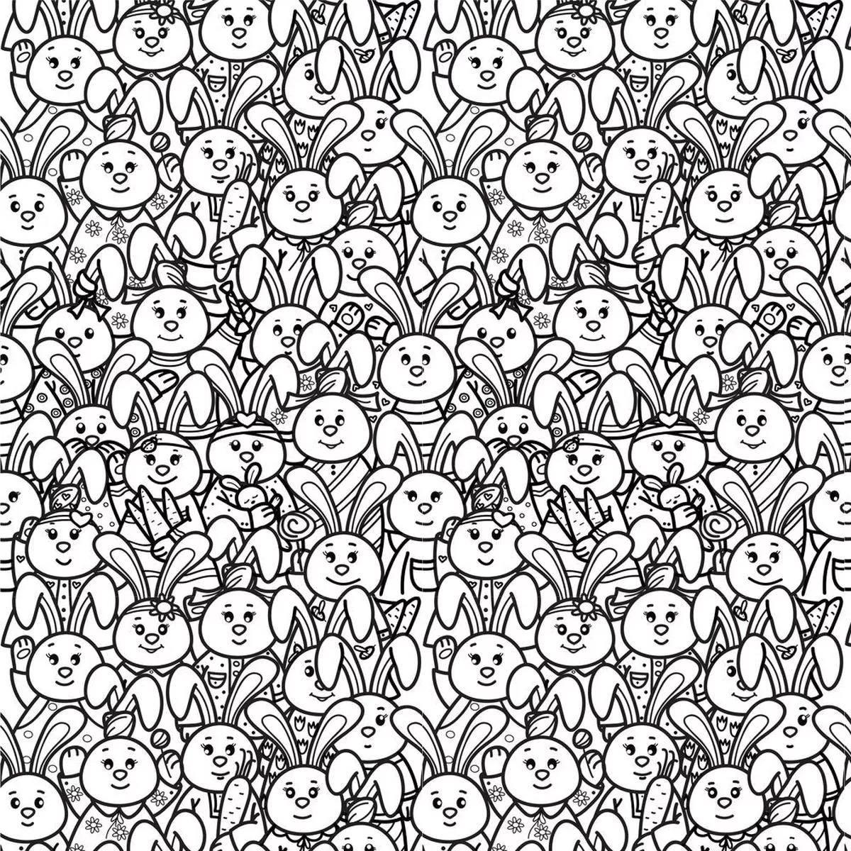 packed-rabbits-fabric-black-white Packed Rabbits Fabric – Black/White