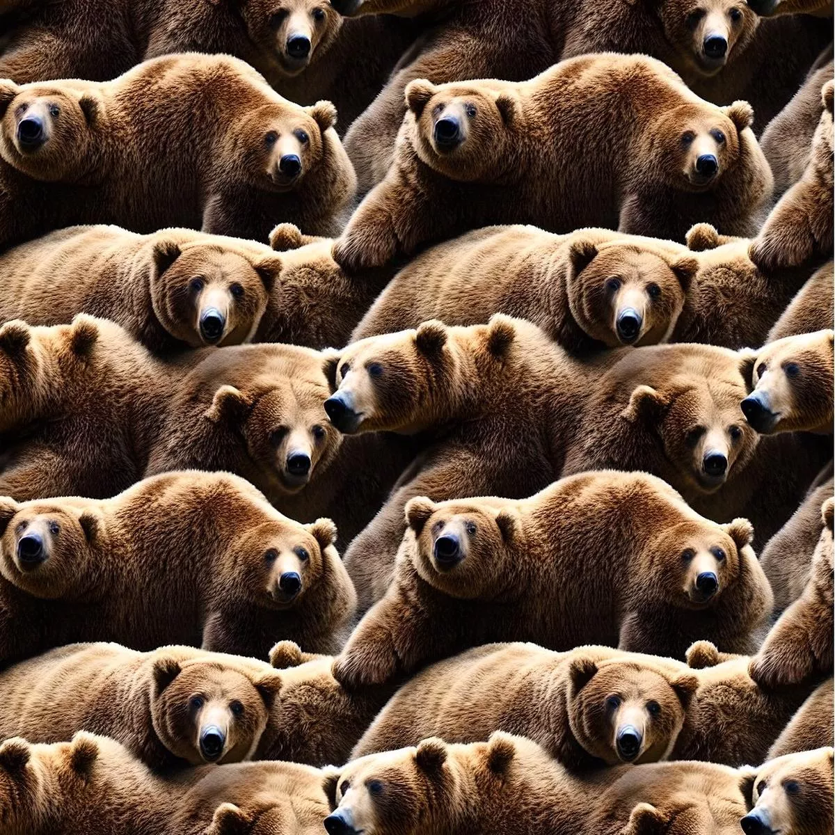 packed-realistic-bears-fabric Packed Realistic Bears Fabric