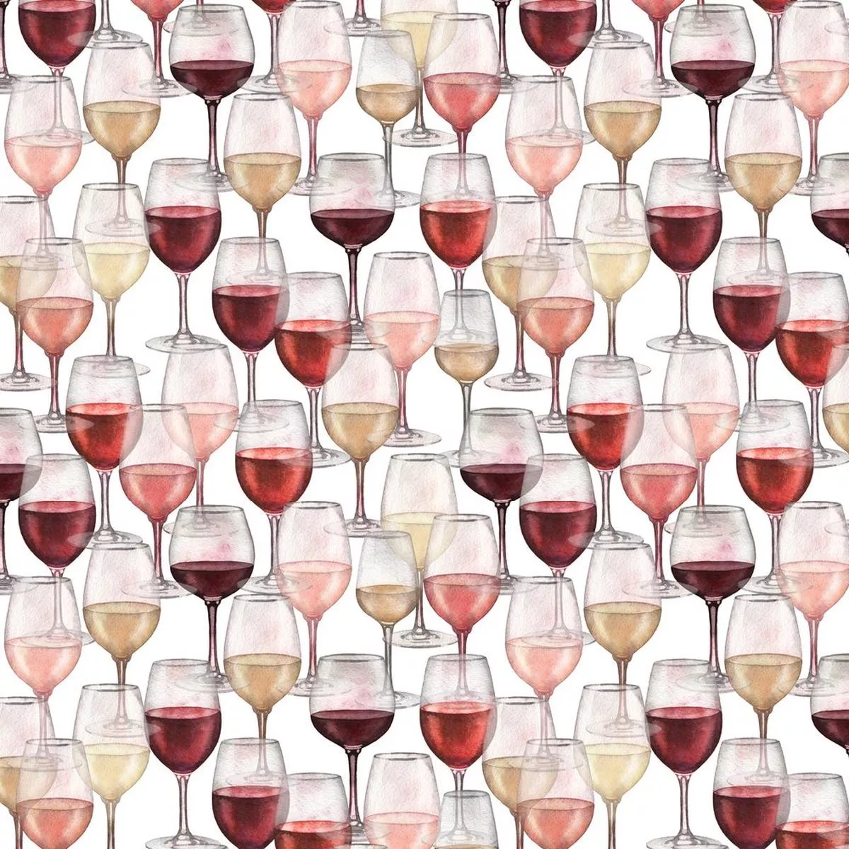 Packed Wine Glass Fabric – White
