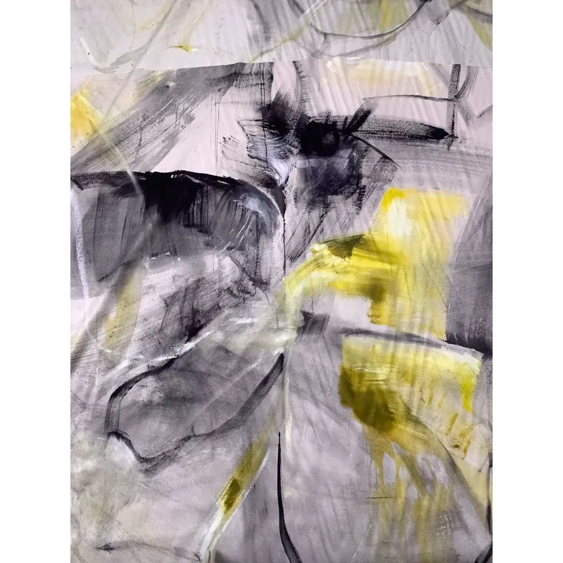 painterly-abstract-printed-double-face-silk-charmeuse-panel-yellow-grey-black-of Painterly Abstract Printed Double Face Silk Charmeuse Panel – Yellow / Grey / Black / Off-White