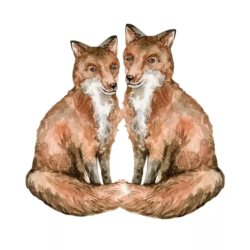 pair-foxes-fabric-panel Pair Of Foxes Fabric Panel
