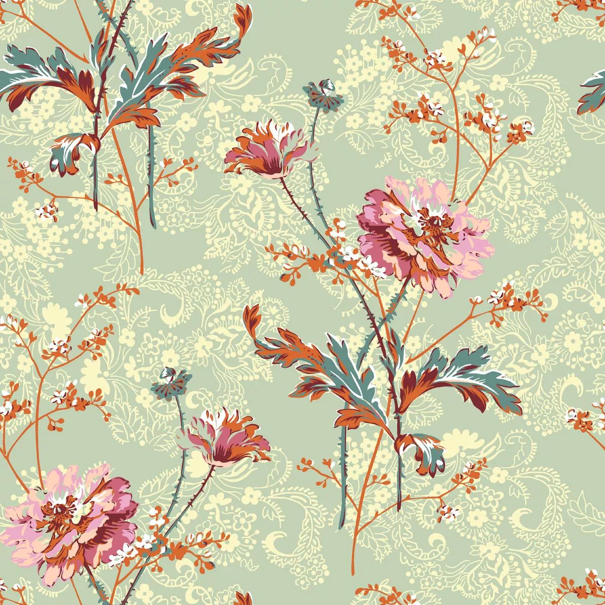 paisley-blooms-on-sage-fabric Paisley Blooms on Sage Fabric