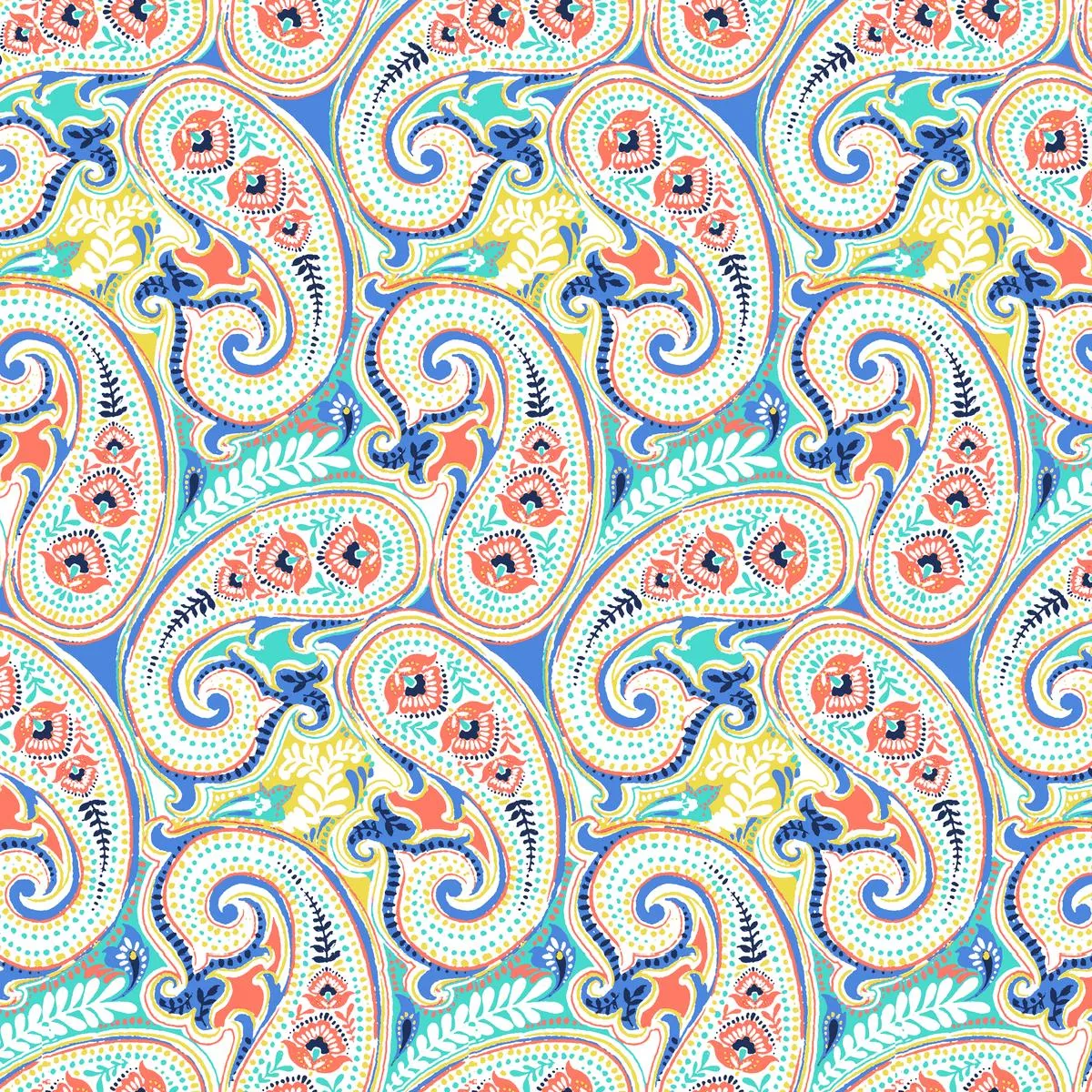 paisley-dream-blue-coral-fabric Paisley Dream, Blue Coral Fabric