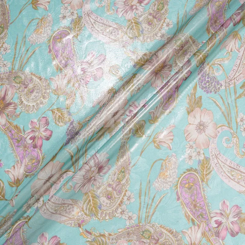 paisley-floral-printed-turquoise-silk-lam Paisley & Floral Printed Turquoise Silk Lam