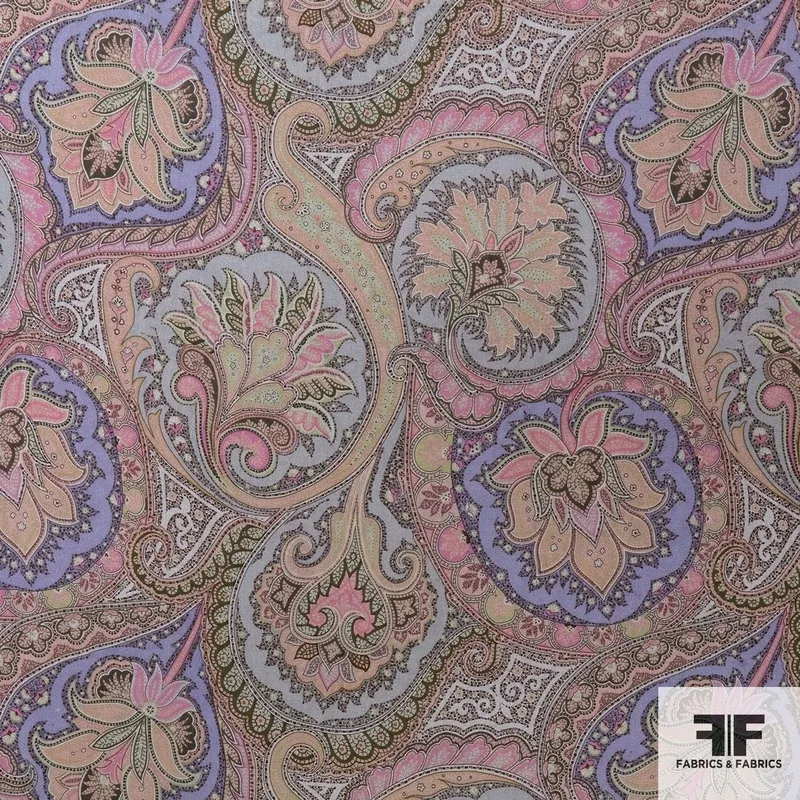 Paisley Pastel Silk Printed Chiffon – Multicolor