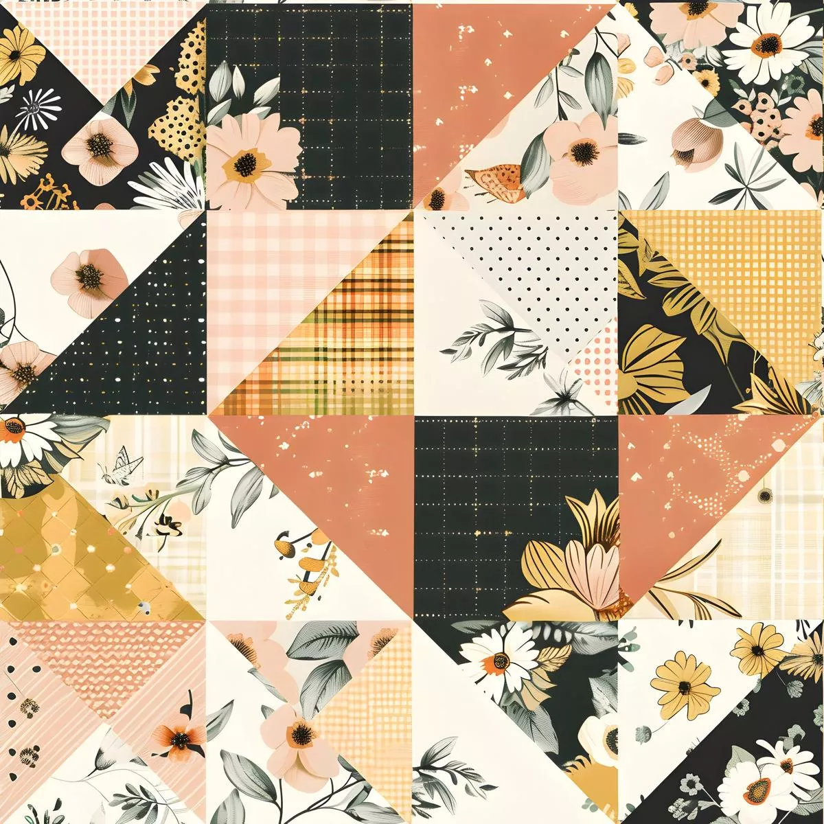 Pastel Farmhouse Patchwork Pattern 9 Quilting Cotton Fabric
