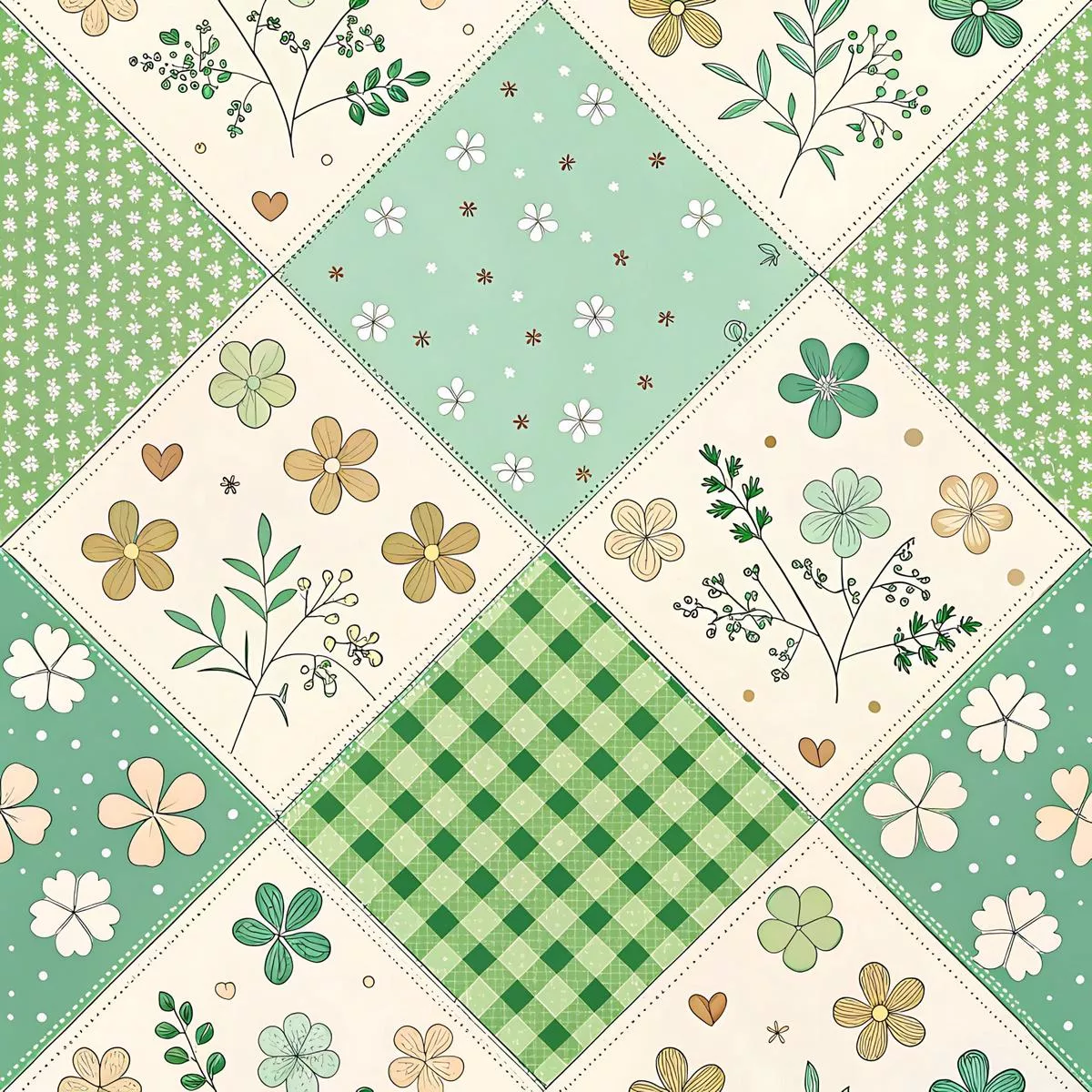 Pastel Spring Floral Patchwork Pattern 17 Quilting Cotton Fabric