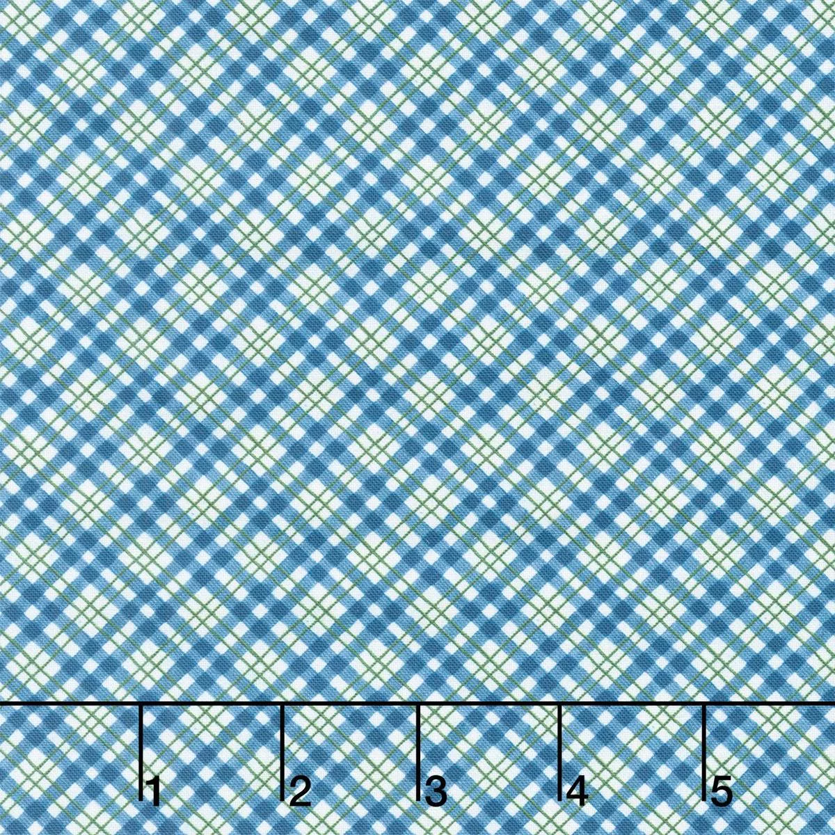 Patchwork Picnic – Diagonal Plaid Blue Yardage
