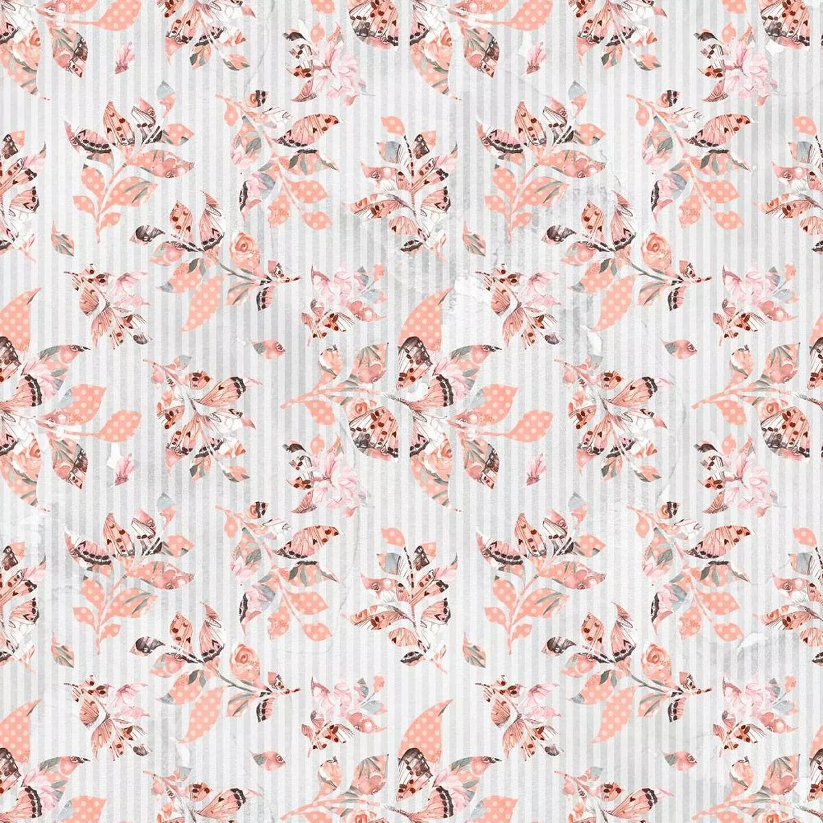 patterned-leaves-on-stripes-fabric-grey Patterned Leaves on Stripes Fabric – Grey