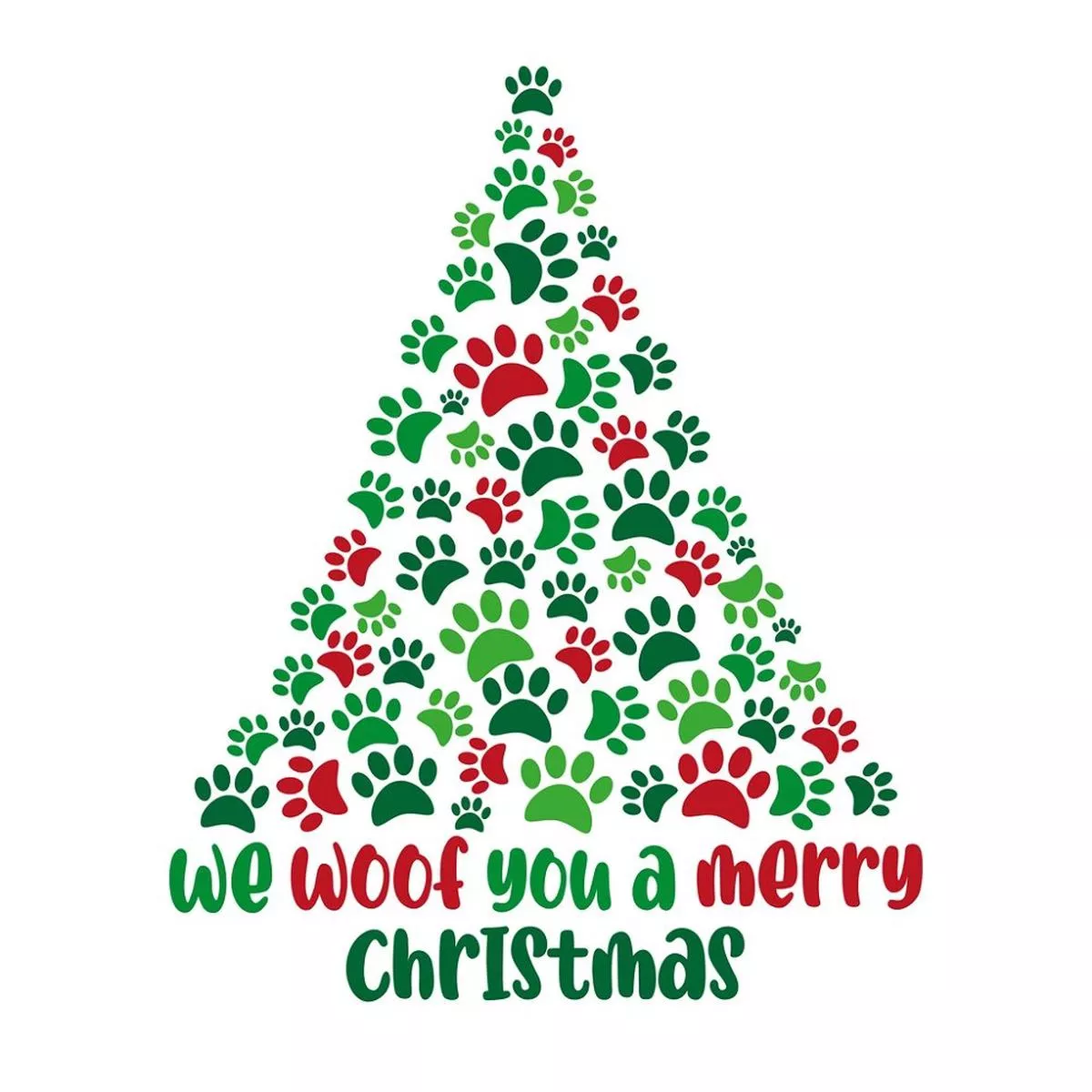 paw-print-christmas-tree-fabric-panel Paw Print Christmas Tree Fabric Panel
