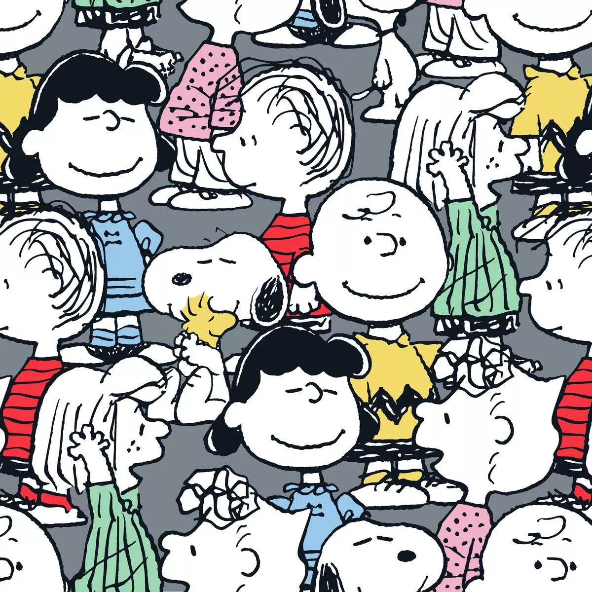 Peanuts Characters Gang Packed Fabric