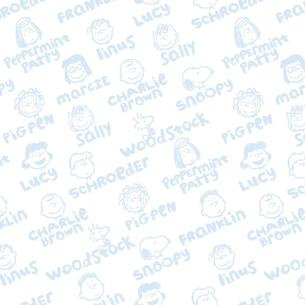 peanuts-characters-name-toss-on-white-fabric Peanuts Characters Name Toss on White Fabric