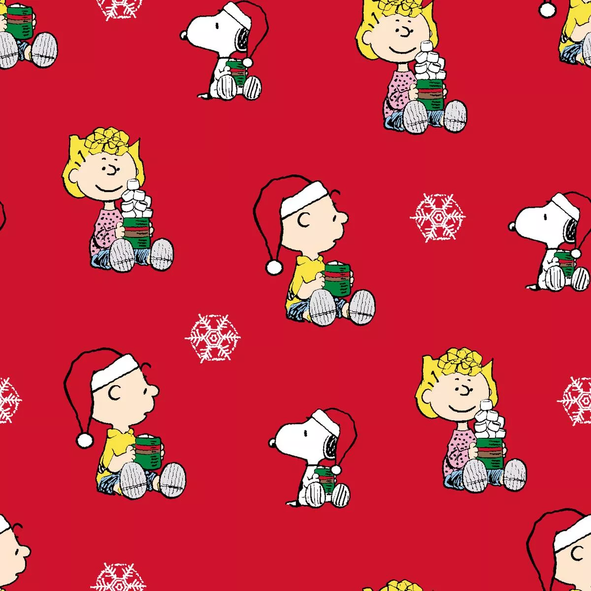 peanuts-christmas-friends-toss-fabric Peanuts Christmas Friends Toss Fabric