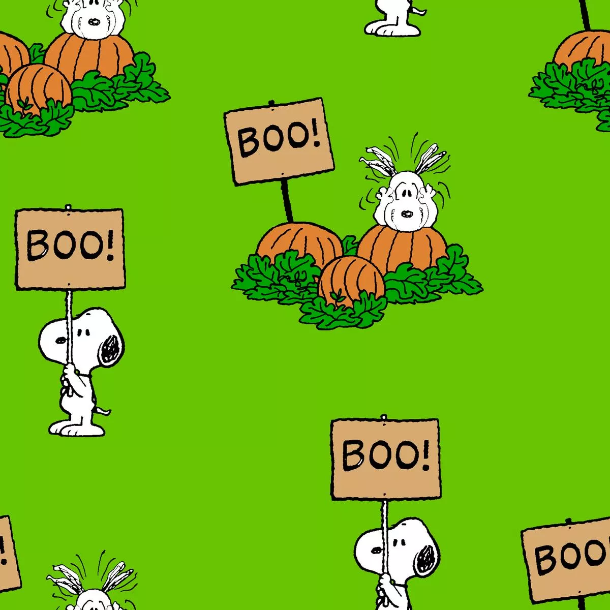 Peanuts Halloween Boo! Pumpkin Fabric