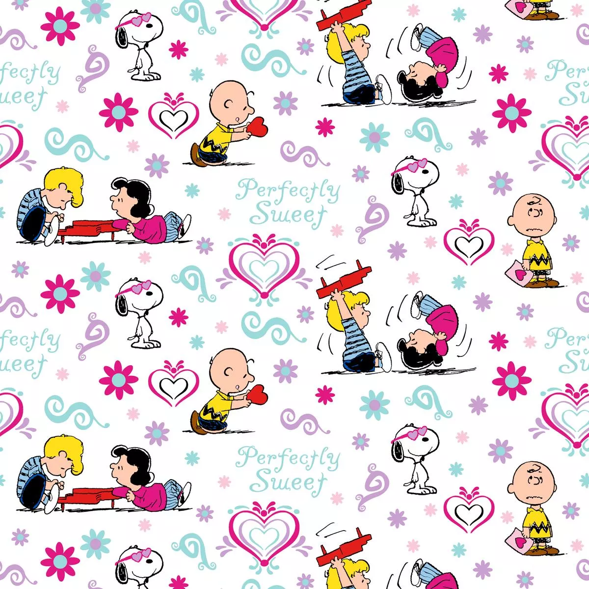 peanuts-perfectly-sweet-hearts-fabric Peanuts Perfectly Sweet Hearts Fabric