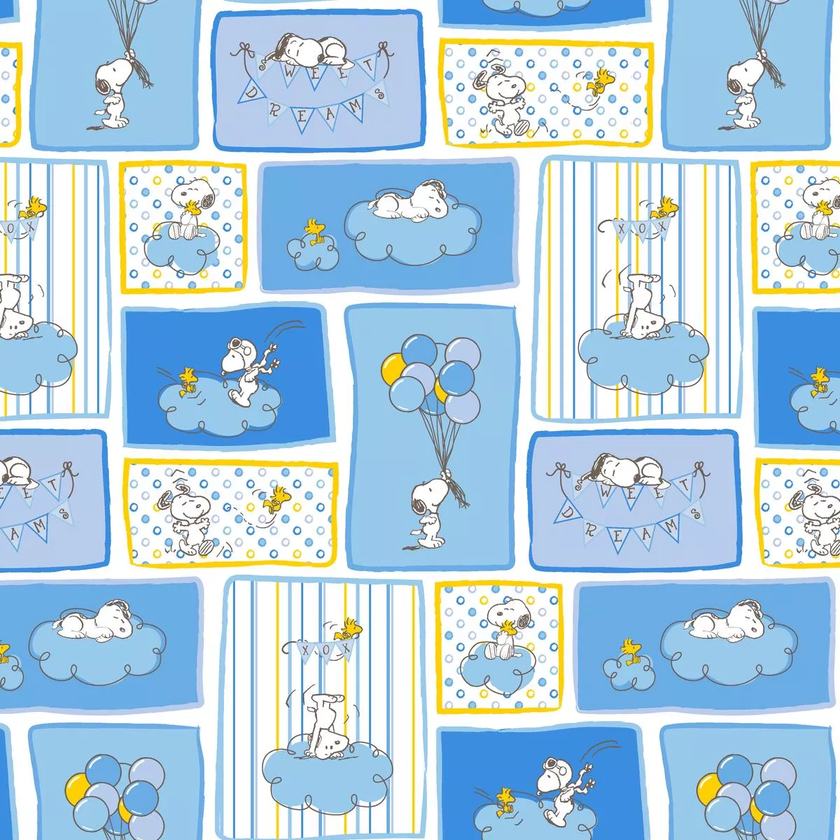 peanuts-snoopy-adventures-on-blue-fabric Peanuts Snoopy Adventures on Blue Fabric