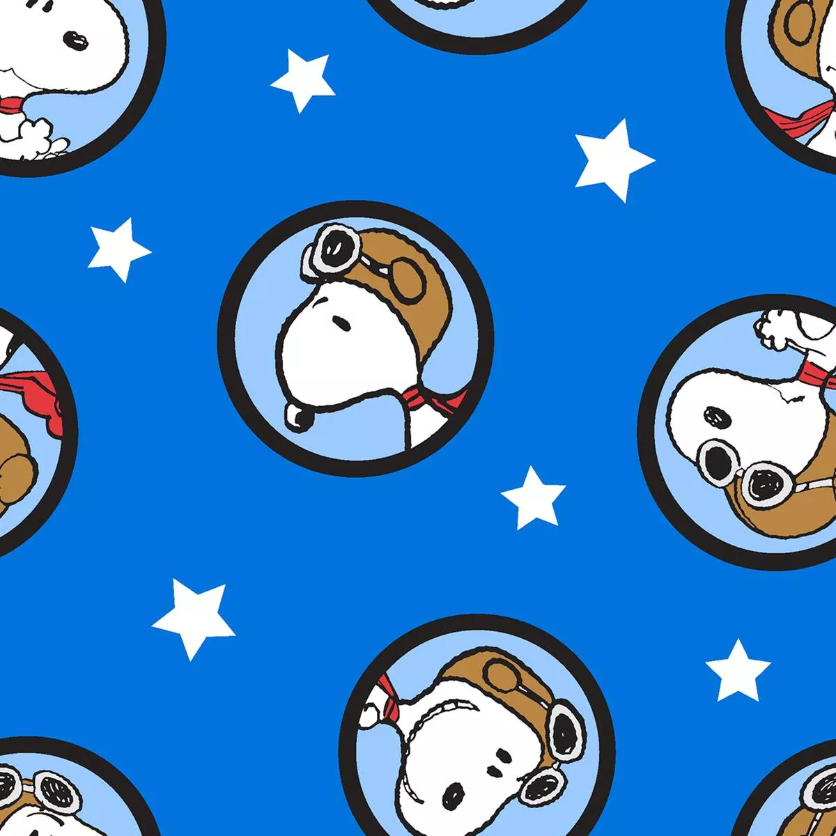 Peanuts Snoopy Aviator Star on Blue Fabric