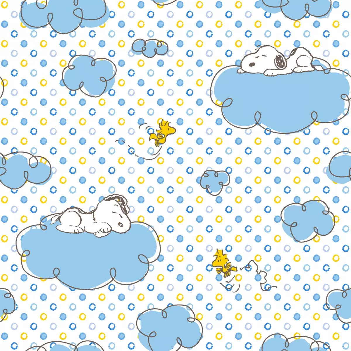 peanuts-snoopy-blue-dreams-on-clouds-fabric Peanuts Snoopy Blue Dreams on Clouds Fabric