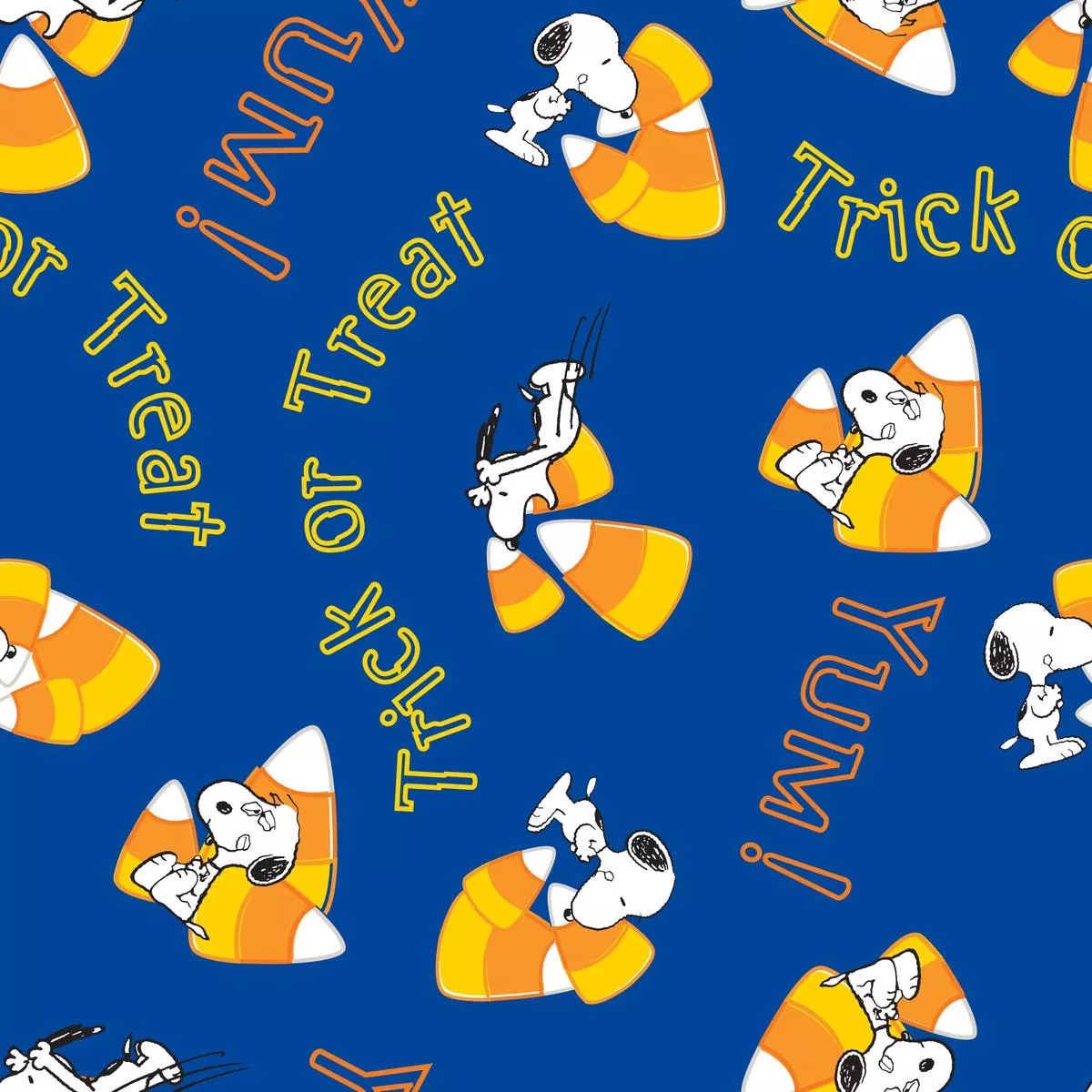 peanuts-snoopy-candy-corn-halloween-fabric Peanuts Snoopy Candy Corn Halloween Fabric