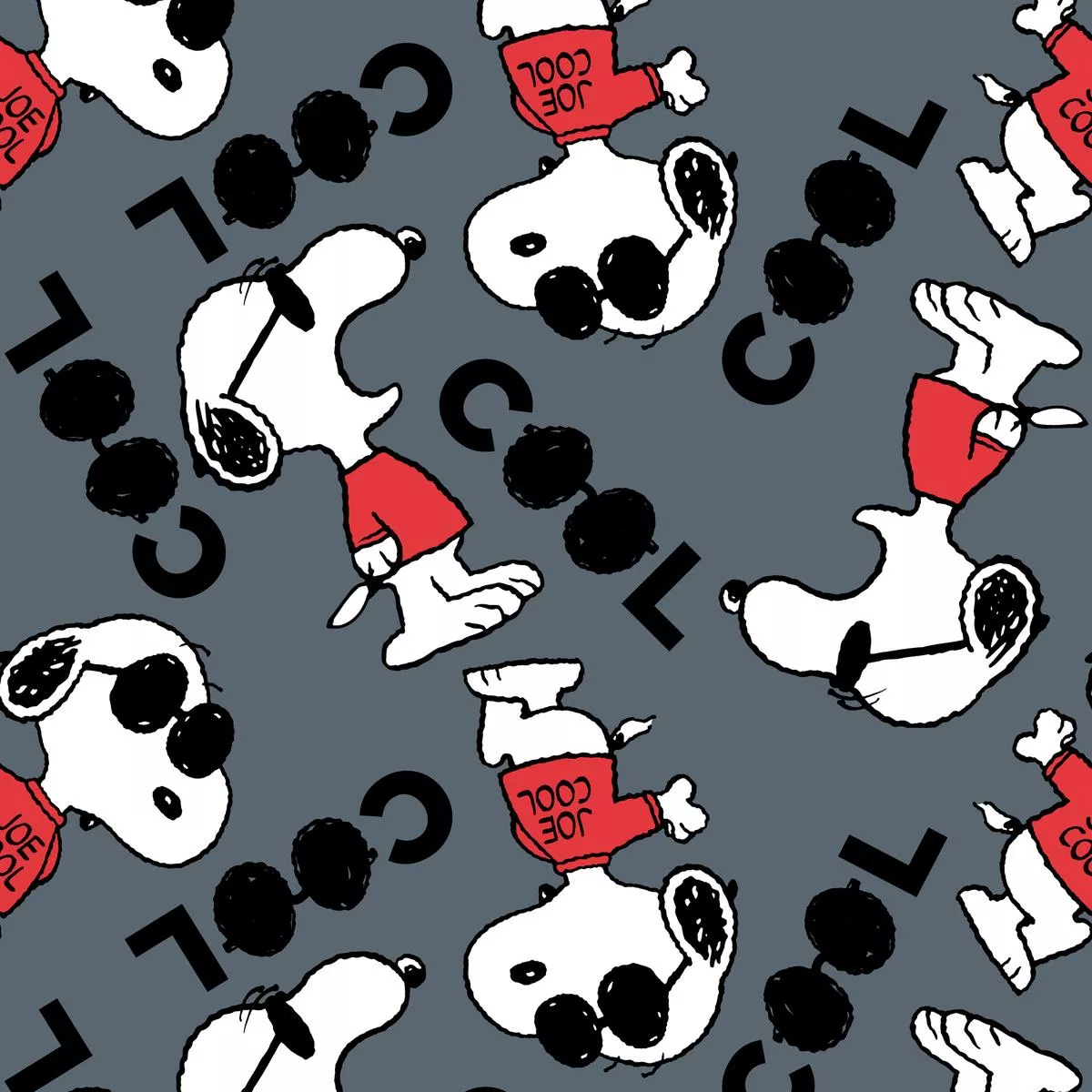 Peanuts Snoopy Cool on Gray Fabric