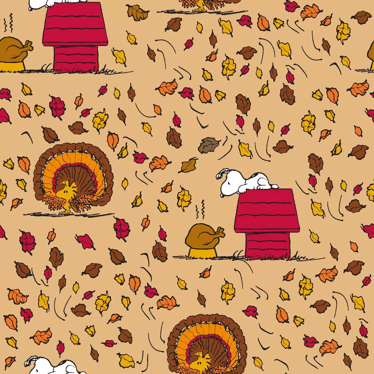 Peanuts Snoopy Fall Thanksgiving Day Fabric