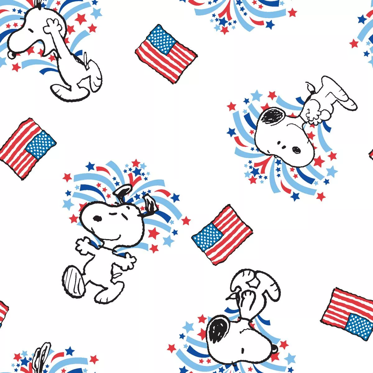 peanuts-snoopy-fireworks-freedom-fabric Peanuts Snoopy Fireworks & Freedom Fabric